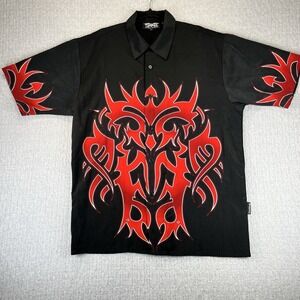 Dragonfly tribal rockabilly dress shirt men Large Button‎ Up Punk Rock & Roll